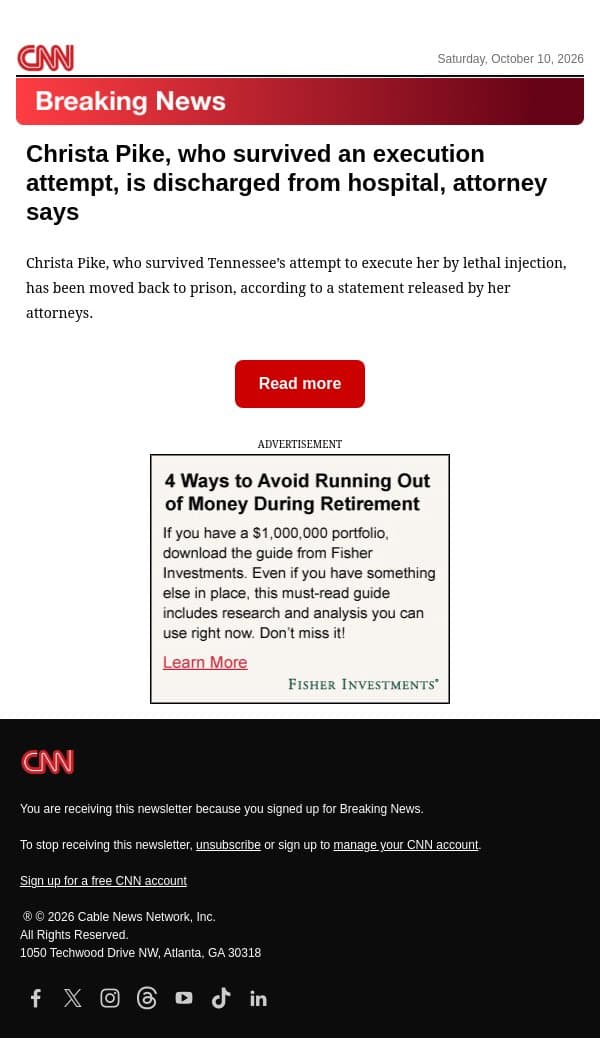 Christa Pike, who survived an execution attempt, is discharged from hospital, attorney says email from CNN screenshot