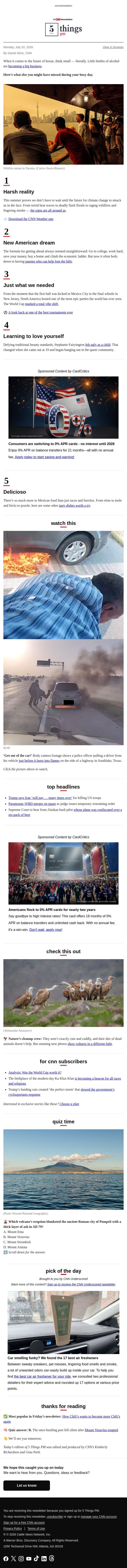 Summer of disasters, new American dream, little booze bottles email from CNN screenshot