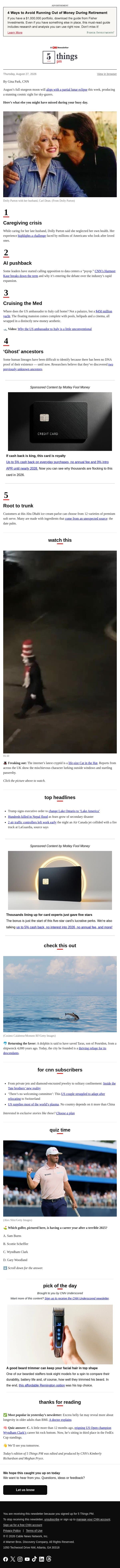Caregiving crisis, floating mansion, celestial show email from CNN screenshot