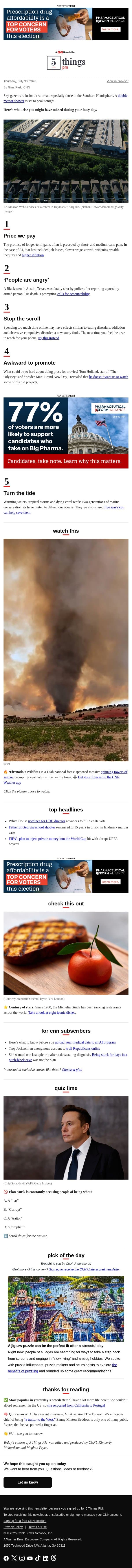 The costs of AI, feeling crabby, double meteor shower email from CNN screenshot