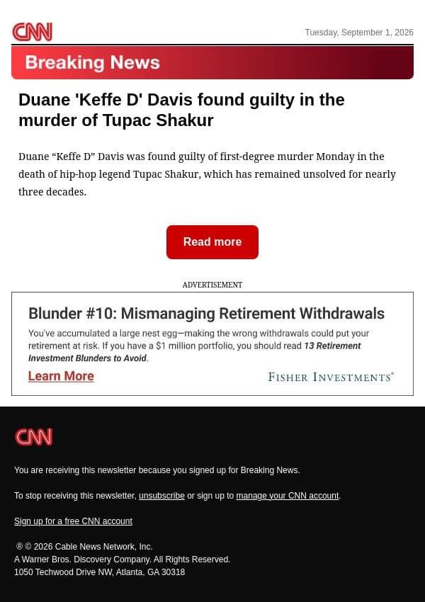 Duane 'Keffe D' Davis found guilty in the murder of Tupac Shakur email from CNN screenshot