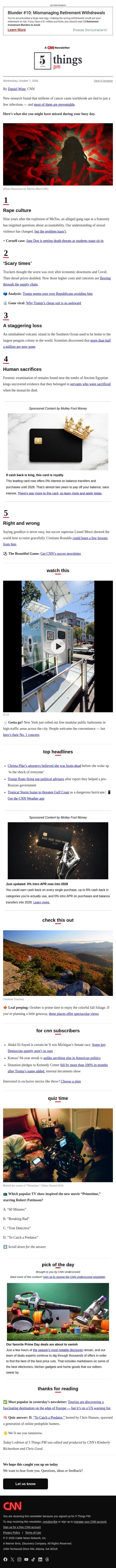 Rape culture, retiring the right way, human sacrifices email from CNN screenshot