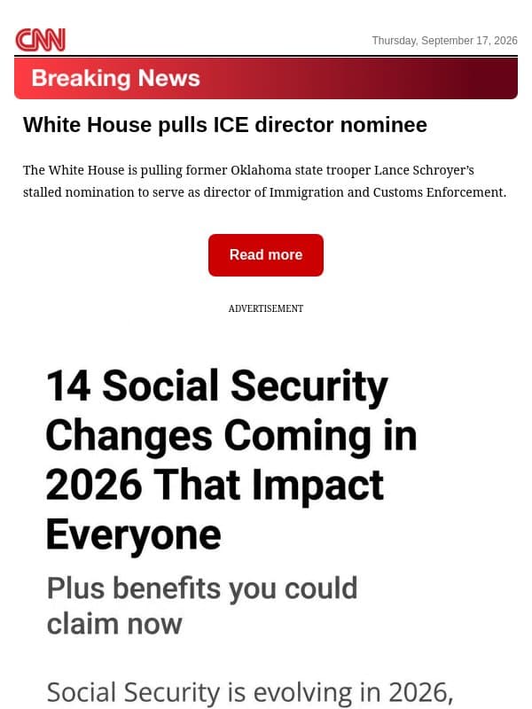 White House pulls ICE director nominee email from CNN