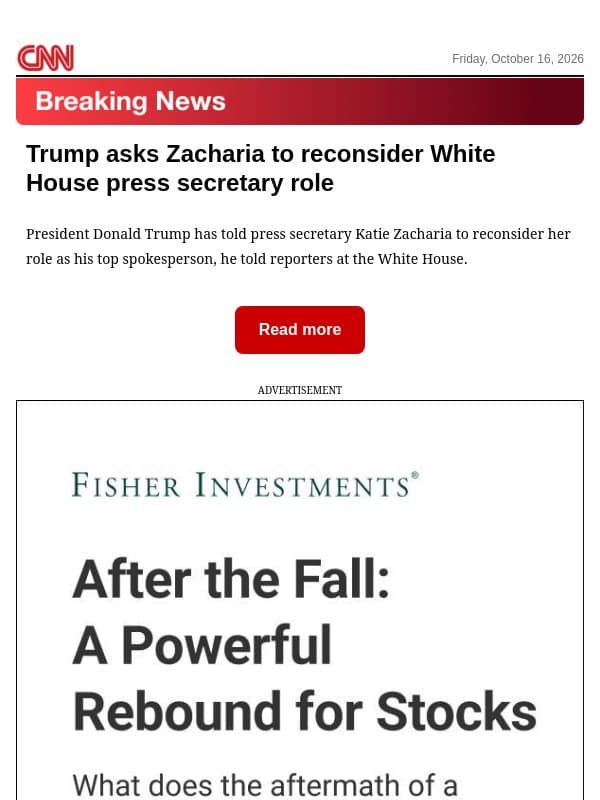 Trump asks Zacharia to reconsider White House press secretary role email from CNN