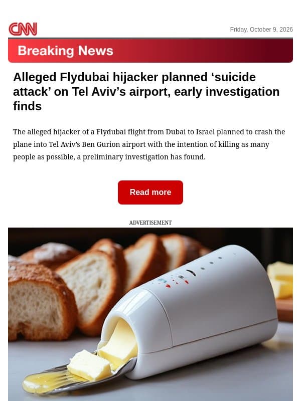 Alleged Flydubai hijacker planned ‘suicide attack’ on Tel Aviv’s airport, early investigation finds email from CNN