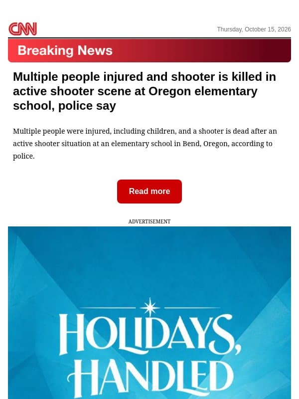 Multiple people injured and shooter is killed in active shooter scene at Oregon elementary school, police say email from CNN