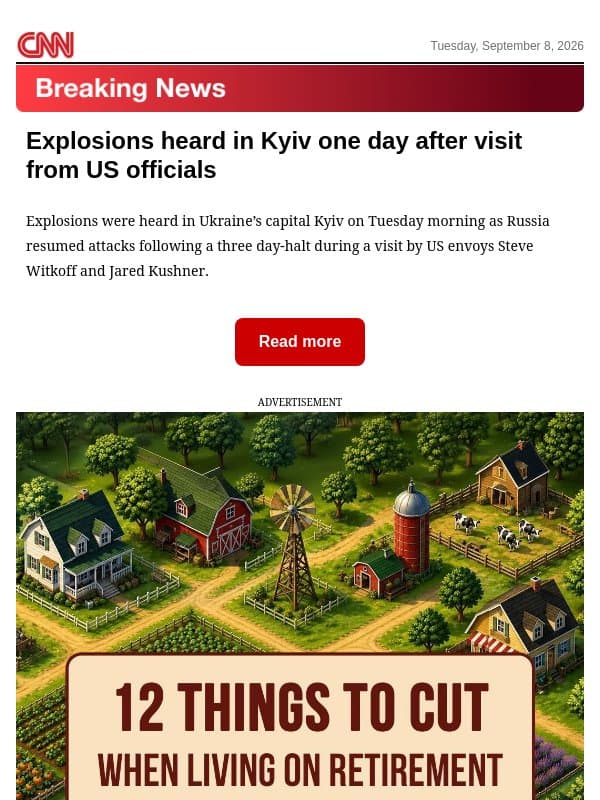 Explosions heard in Kyiv one day after visit from US officials email from CNN