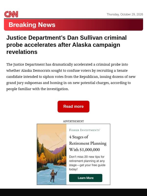 Justice Department’s Dan Sullivan criminal probe accelerates after Alaska campaign revelations email from CNN