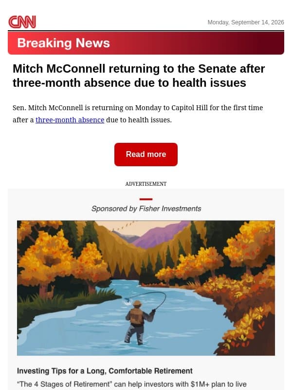 Mitch McConnell returning to the Senate after three-month absence due to health issues email from CNN