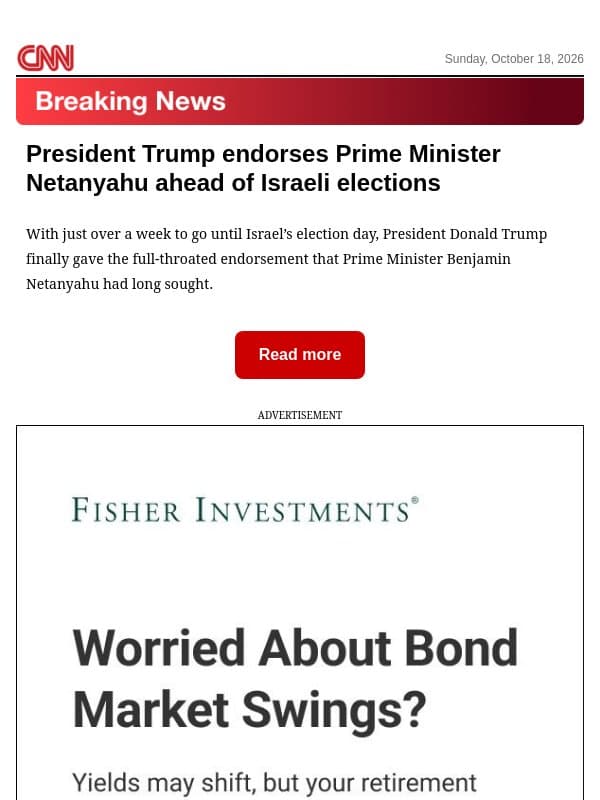 President Trump endorses Prime Minister Netanyahu ahead of Israeli elections email from CNN