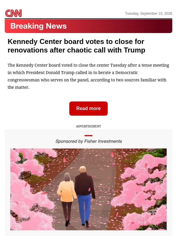 Kennedy Center board votes to close for renovations after chaotic call with Trump email from CNN