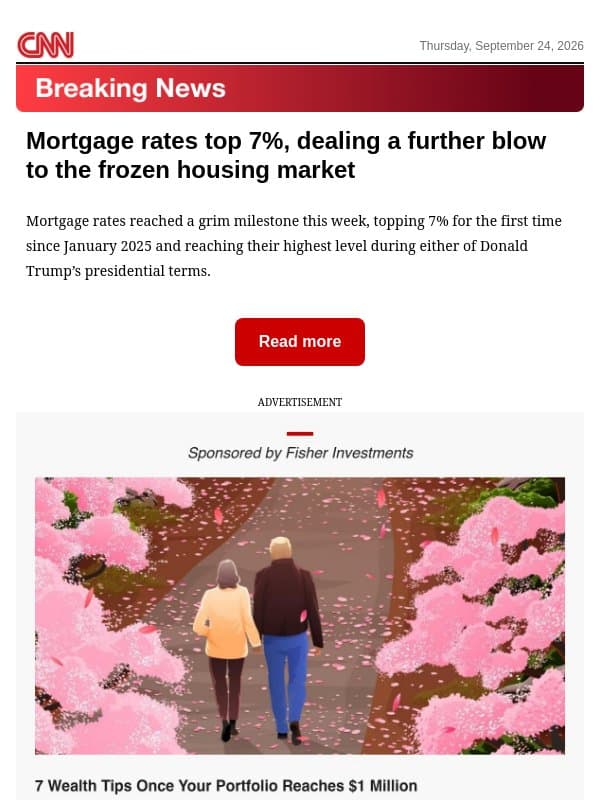 Mortgage rates top 7%, dealing a further blow to the frozen housing market email from CNN