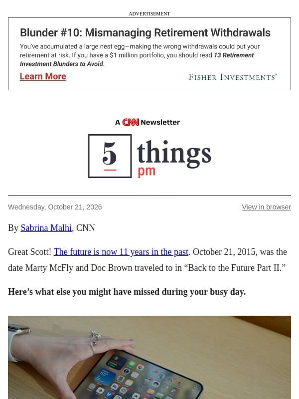 The foldable iPhone, fighting words, life-changing move email from CNN