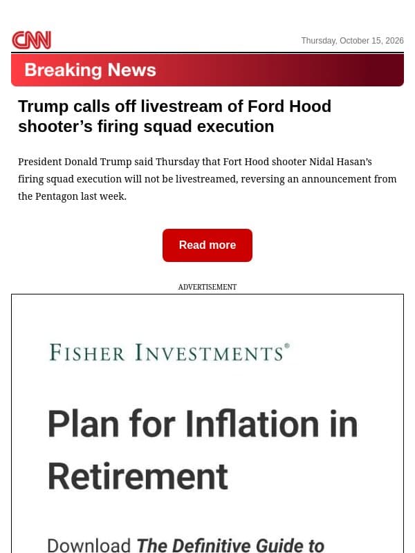 Trump calls off livestream of Ford Hood shooter’s firing squad execution email from CNN