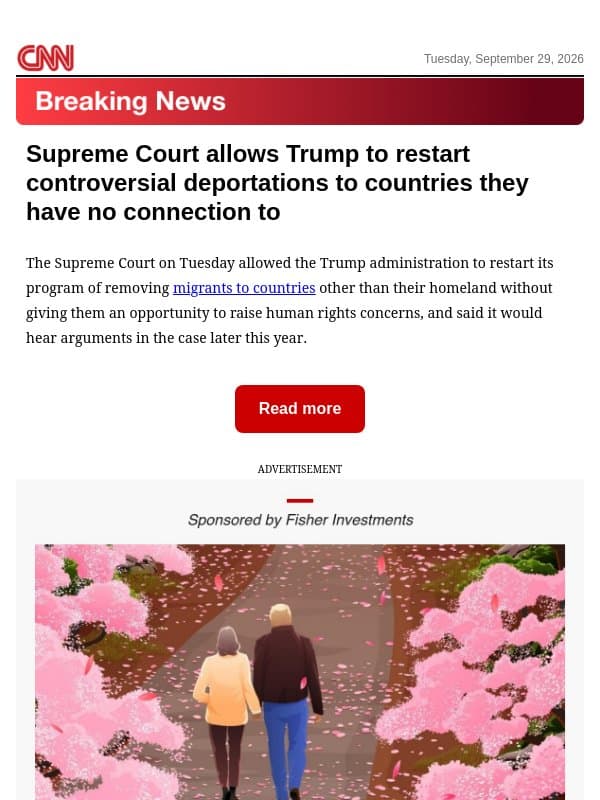 Supreme Court allows Trump to restart controversial deportations to countries they have no connection to email from CNN
