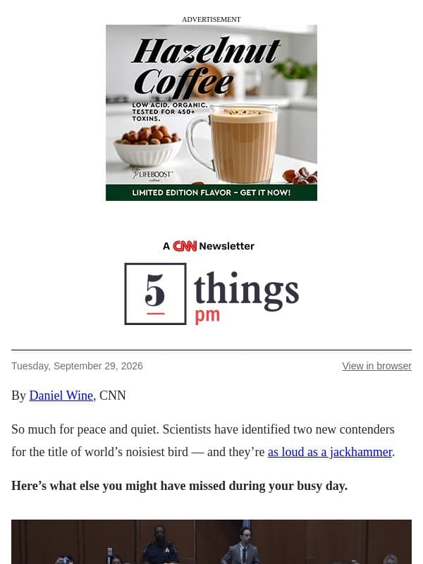 Jack Smith testifies, coaster shut down, world's noisiest birds email from CNN