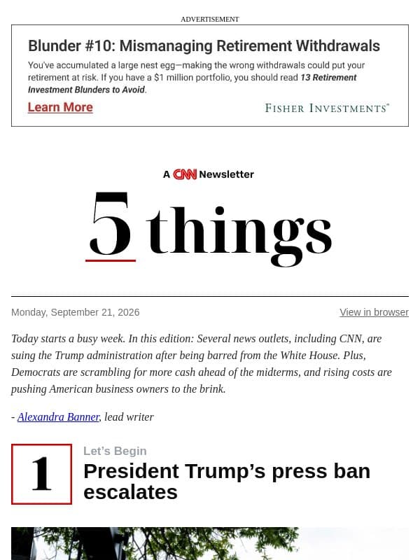 CNN to sue Trump admin over White House access email from CNN