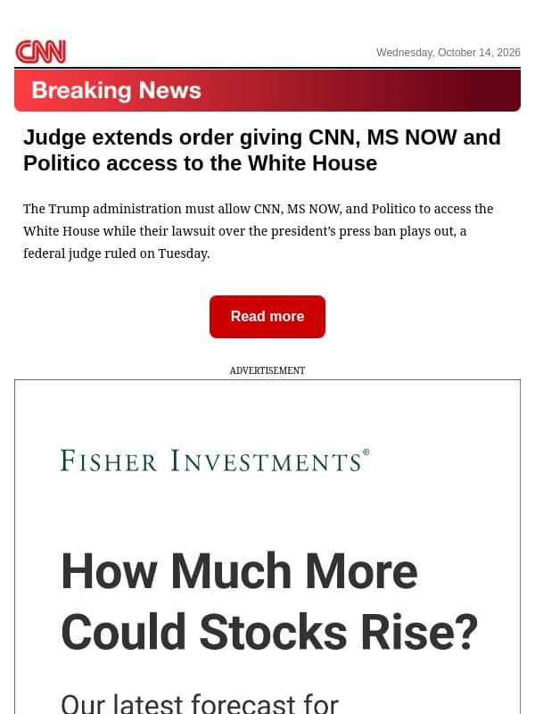 Judge extends order giving CNN, MS NOW and Politico access to the White House email from CNN