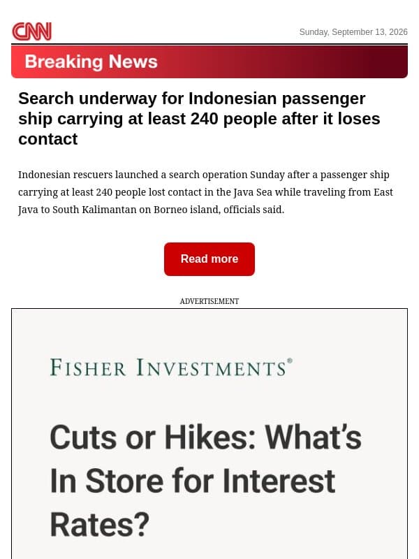Search underway for Indonesian passenger ship carrying at least 240 people after it loses contact email from CNN