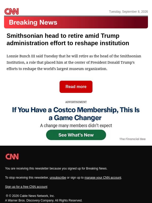 Smithsonian head to retire amid Trump administration effort to reshape institution email from CNN