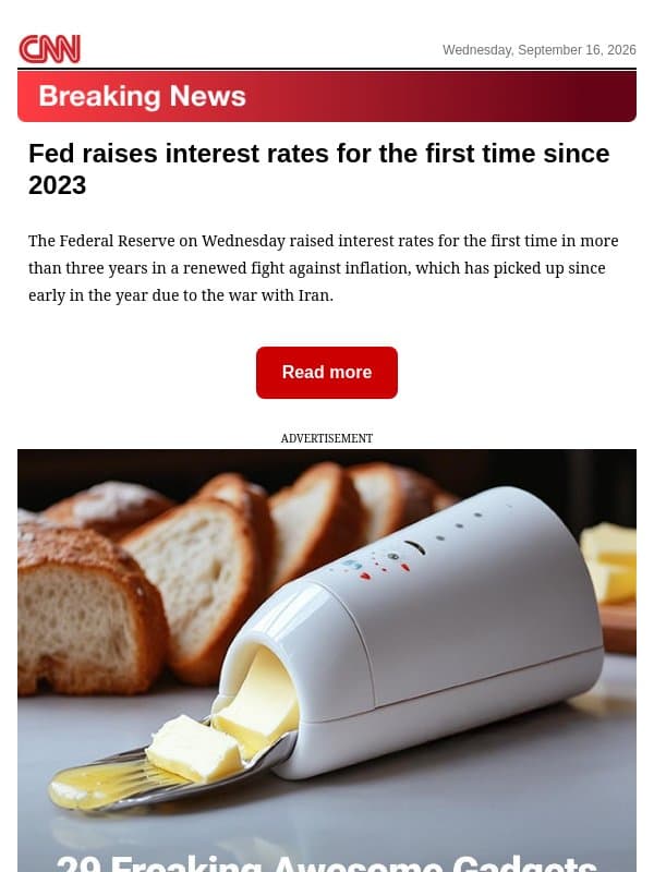 Fed raises interest rates for the first time since 2023 email from CNN