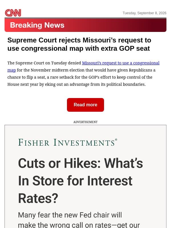 Supreme Court rejects Missouri’s request to use congressional map with extra GOP seat email from CNN
