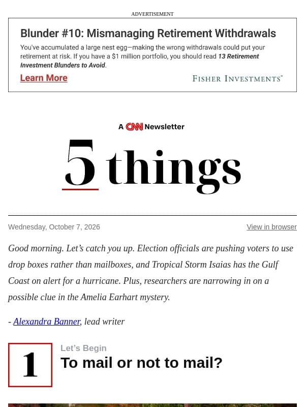 Ballot drop boxes are back in focus email from CNN