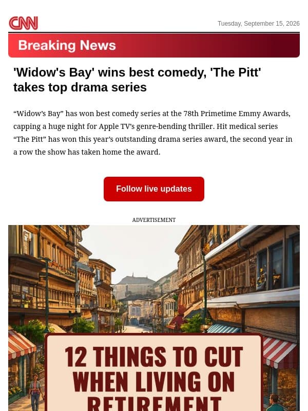 'Widow's Bay' wins best comedy, 'The Pitt' takes top drama series email from CNN