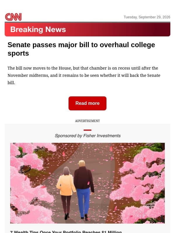 Senate passes major bill to overhaul college sports email from CNN