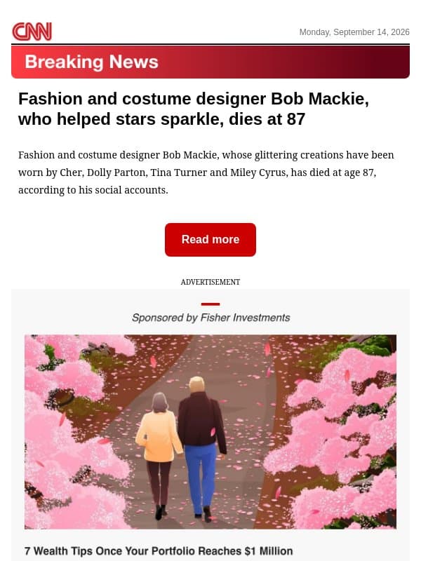 Fashion and costume designer Bob Mackie, who helped stars sparkle, dies at 87 email from CNN