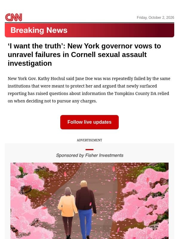 ‘I want the truth’: New York governor vows to unravel failures in Cornell sexual assault investigation email from CNN