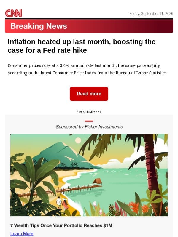 Inflation heated up last month, boosting the case for a Fed rate hike email from CNN
