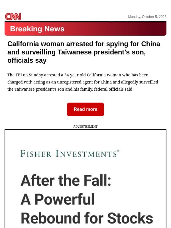 California woman arrested for spying for China and surveilling Taiwanese president’s son, officials say email from CNN