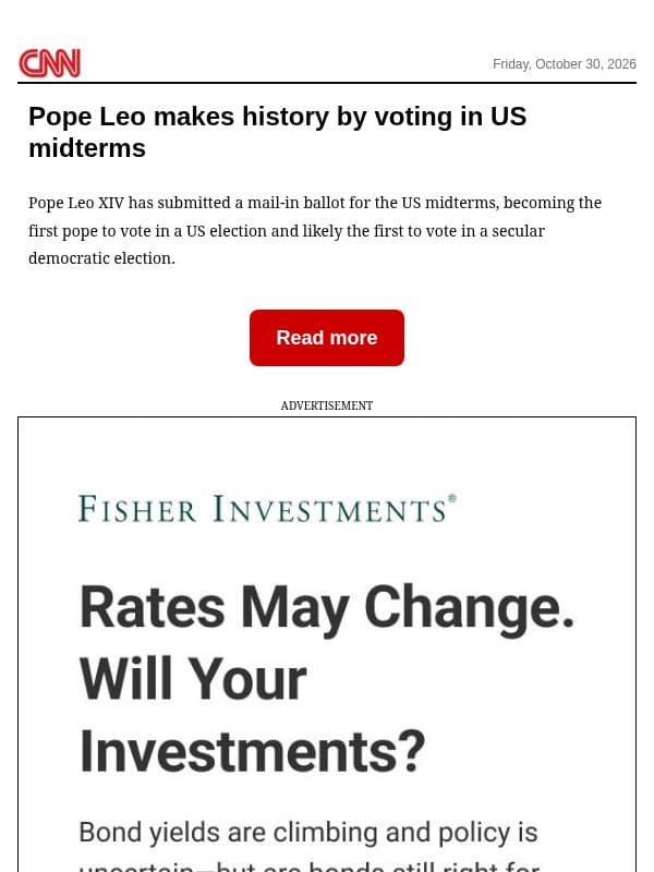 Pope Leo makes history by voting in US midterms email from CNN