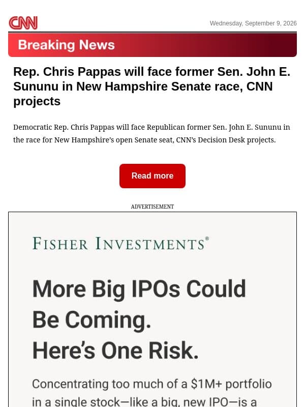 Rep. Chris Pappas will face former Sen. John E. Sununu in New Hampshire Senate race, CNN projects email from CNN