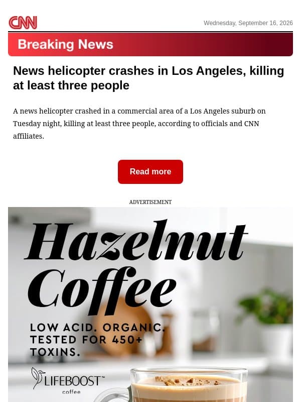 News helicopter crashes in Los Angeles, killing at least three people email from CNN