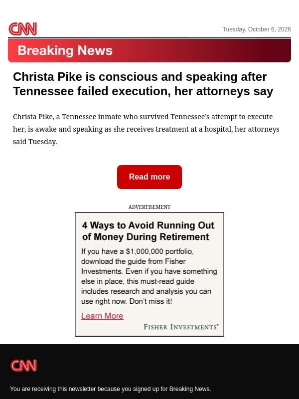 Christa Pike is conscious and speaking after Tennessee failed execution, her attorneys say email from CNN