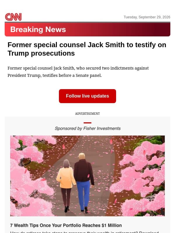 Former special counsel Jack Smith to testify on Trump prosecutions email from CNN