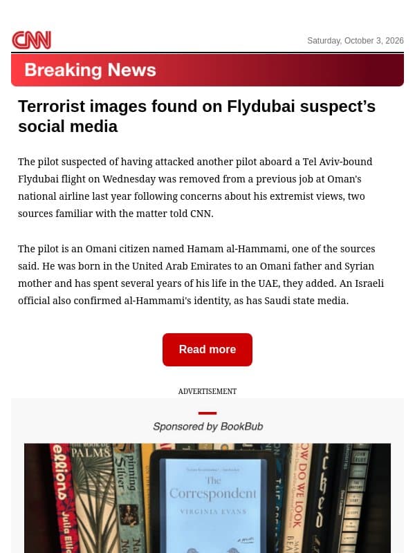 Terrorist images found on Flydubai suspect’s social media email from CNN
