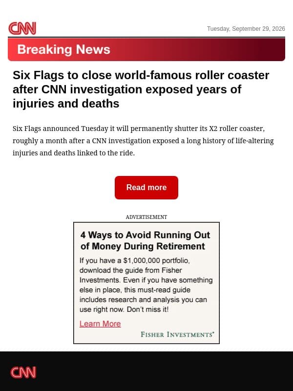 Six Flags to close world-famous roller coaster after CNN investigation exposed years of injuries and deaths email from CNN
