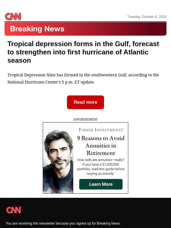Tropical depression forms in the Gulf, forecast to strengthen into first hurricane of Atlantic season email from CNN