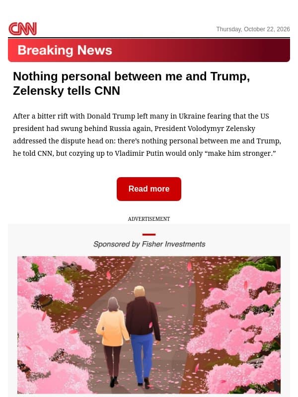 Nothing personal between me and Trump, Zelensky tells CNN email from CNN