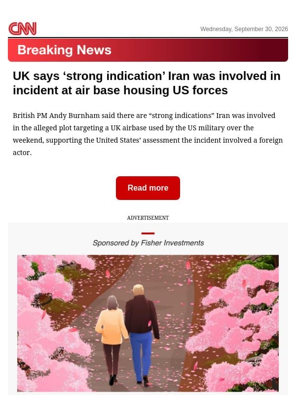 UK says ‘strong indication’ Iran was involved in incident at air base housing US forces email from CNN