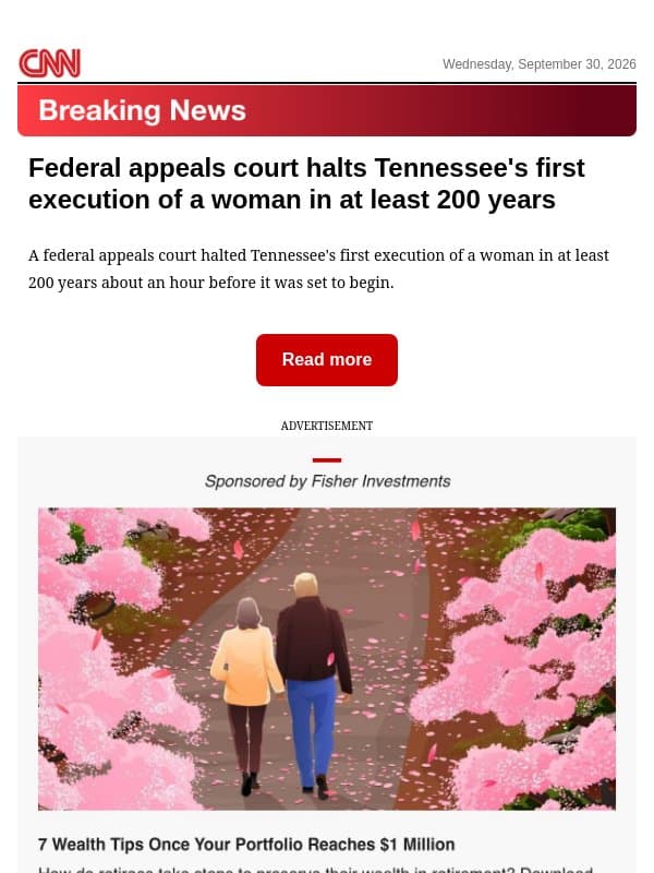 Federal appeals court halts Tennessee's first execution of a woman in at least 200 years email from CNN