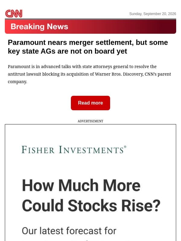 Paramount nears merger settlement, but some key state AGs are not on board yet email from CNN