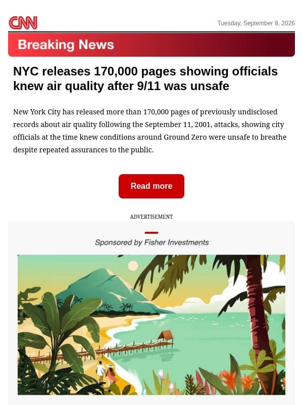 NYC releases 170,000 pages showing officials knew air quality after 9/11 was unsafe email from CNN