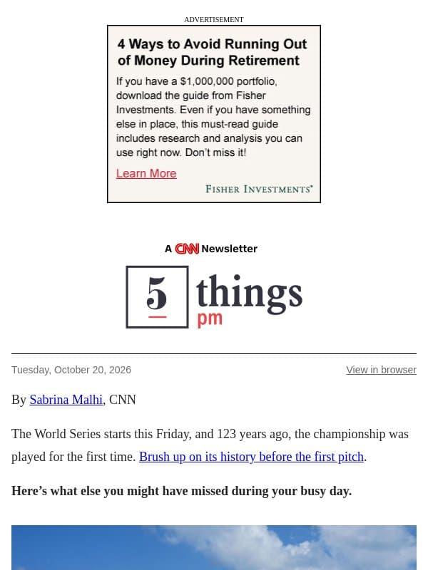Cheap flights, shocking misdiagnosis, World Series facts email from CNN
