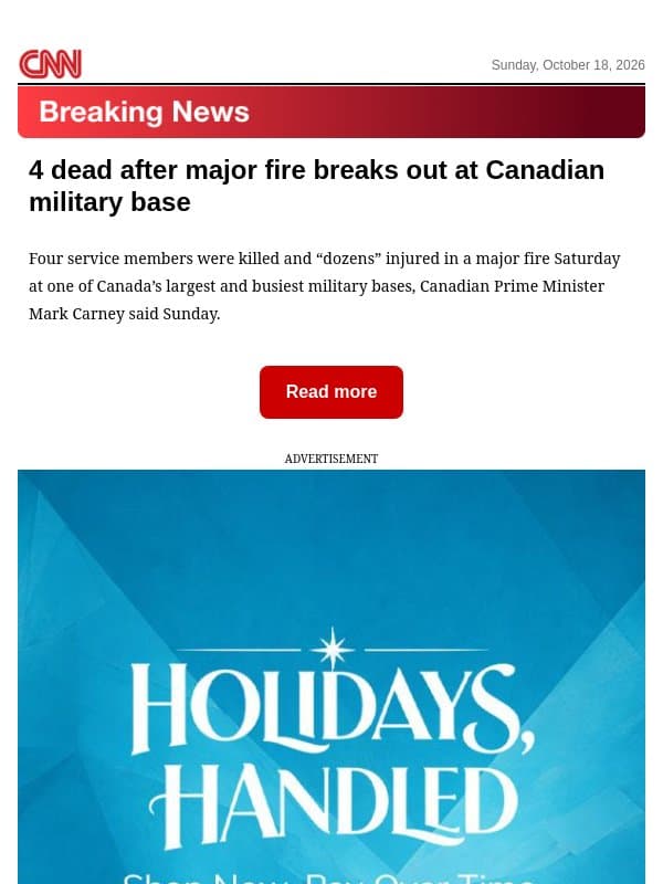 4 dead after major fire breaks out at Canadian military base email from CNN
