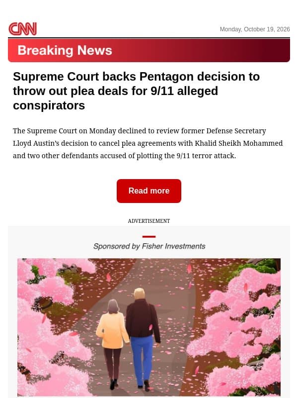 Supreme Court backs Pentagon decision to throw out plea deals for 9/11 alleged conspirators email from CNN