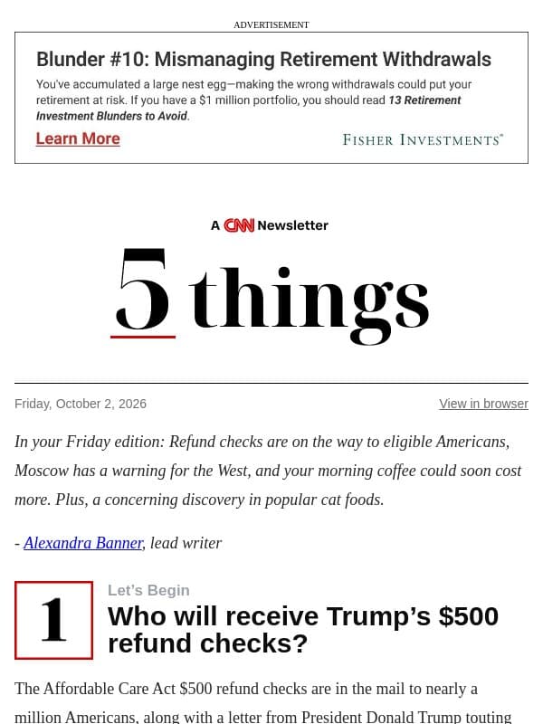 Nearly 1 million Americans to get $500 refund checks email from CNN